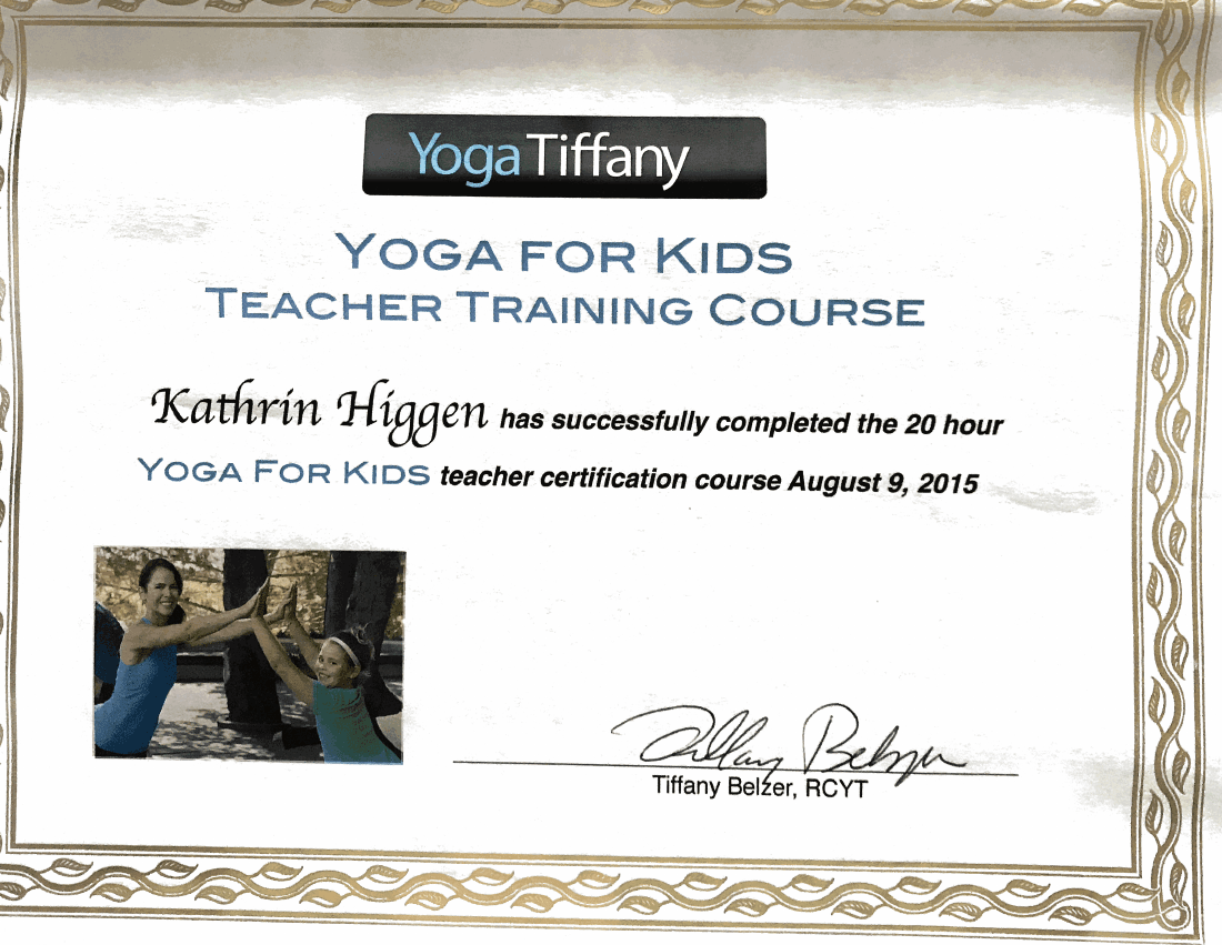 Kathrins Yoga-for-Kids-Zertifikat, 20 Stunden